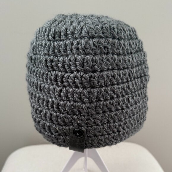 Unisex Reflective Crochet Hat Toque Gray - Picture 2 of 8